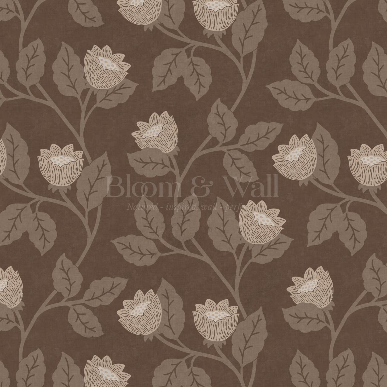 Teodora Country Blossom Chocolate Taupe Wallpaper