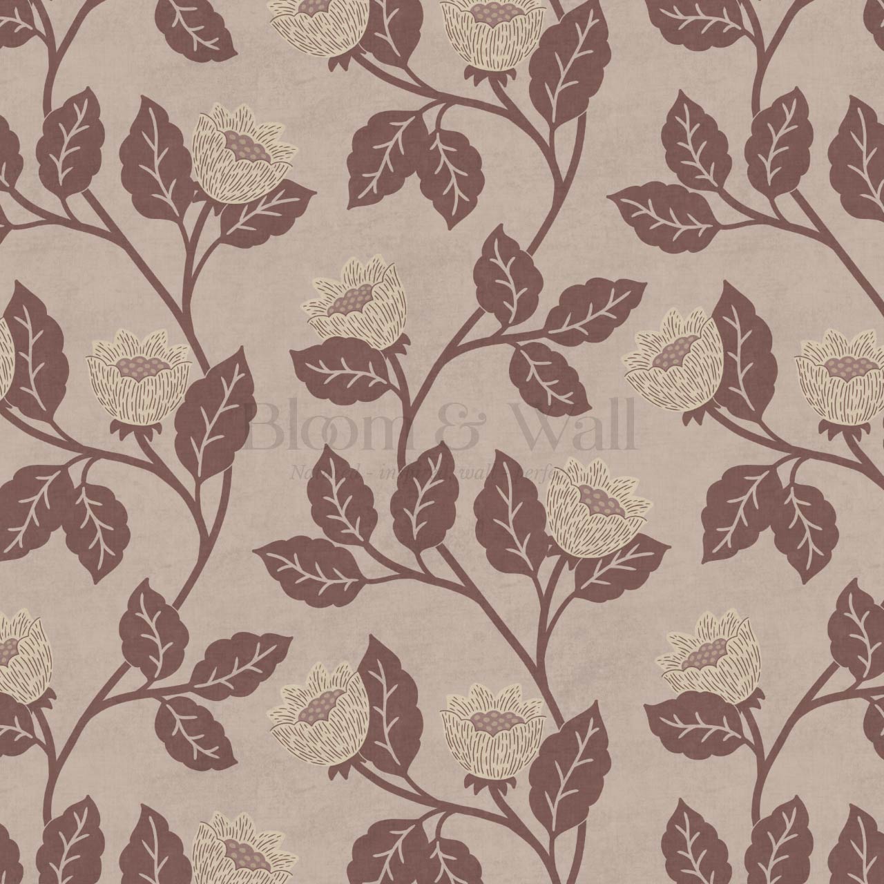Teodora Country Blossom Stone Cocoa Wallpaper