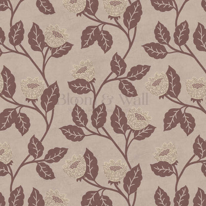 Teodora Country Blossom Stone Cocoa Wallpaper