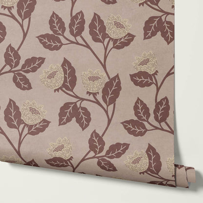 Teodora Country Blossom Stone Cocoa Wallpaper