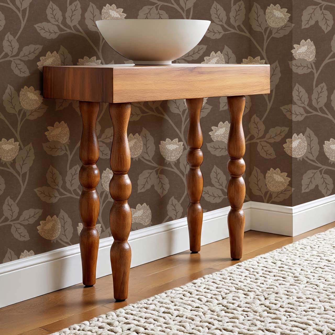 Teodora Country Blossom Chocolate Taupe Wallpaper