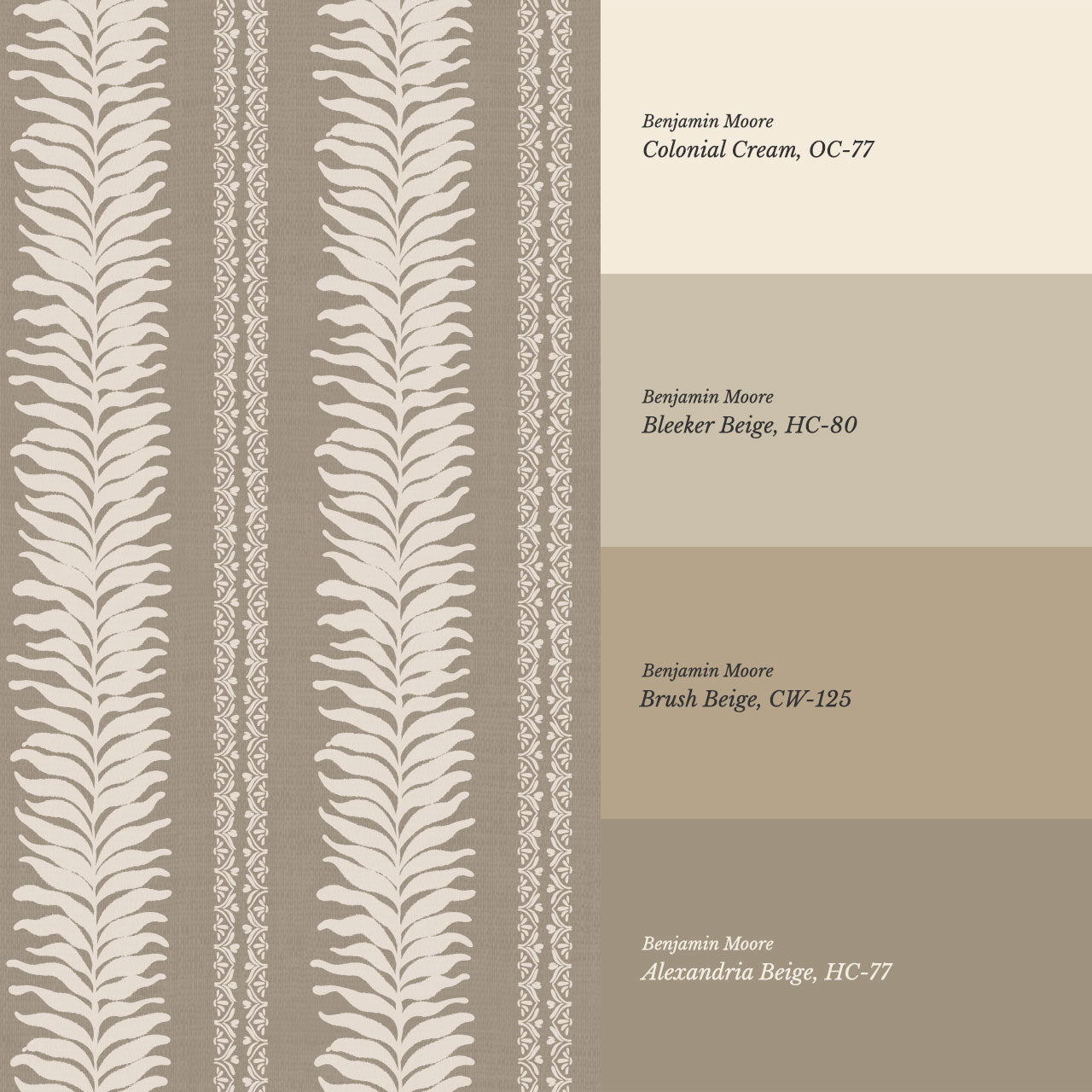 Teri Khaki Vertical Leaves Wallpaper