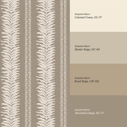 Teri Khaki Vertical Leaves Wallpaper