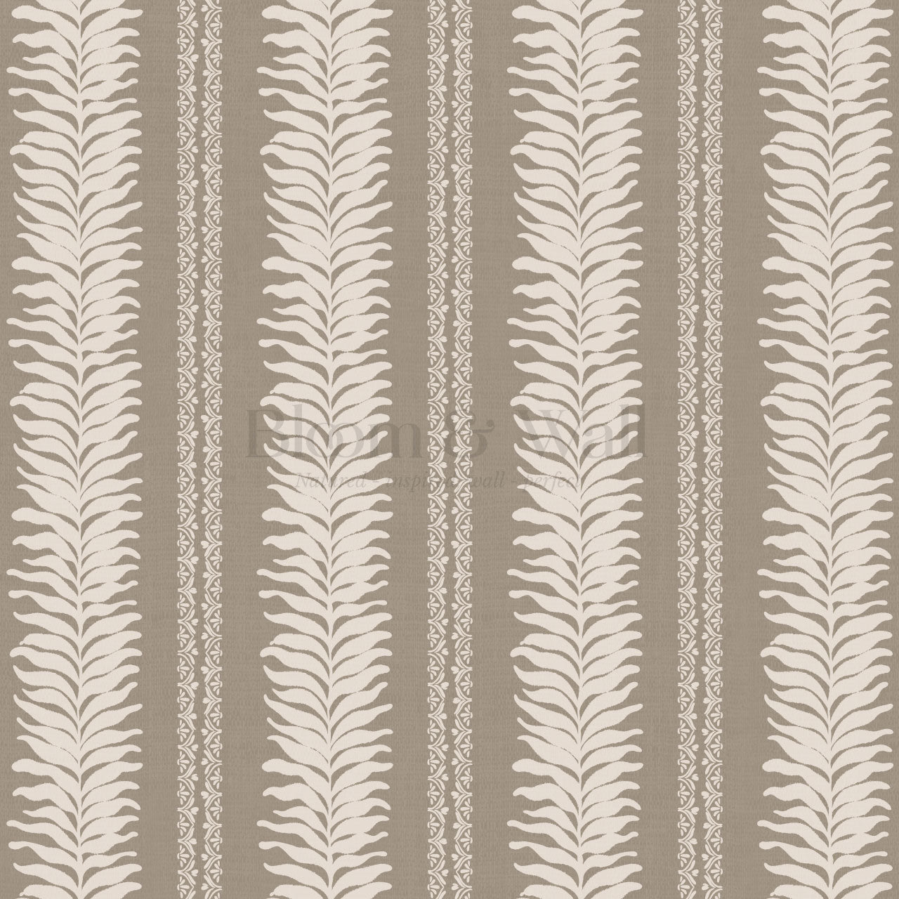 Teri Khaki Vertical Leaves Wallpaper