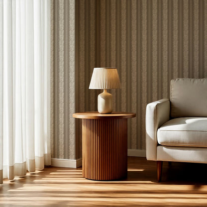 Teri Khaki Vertical Leaves Wallpaper