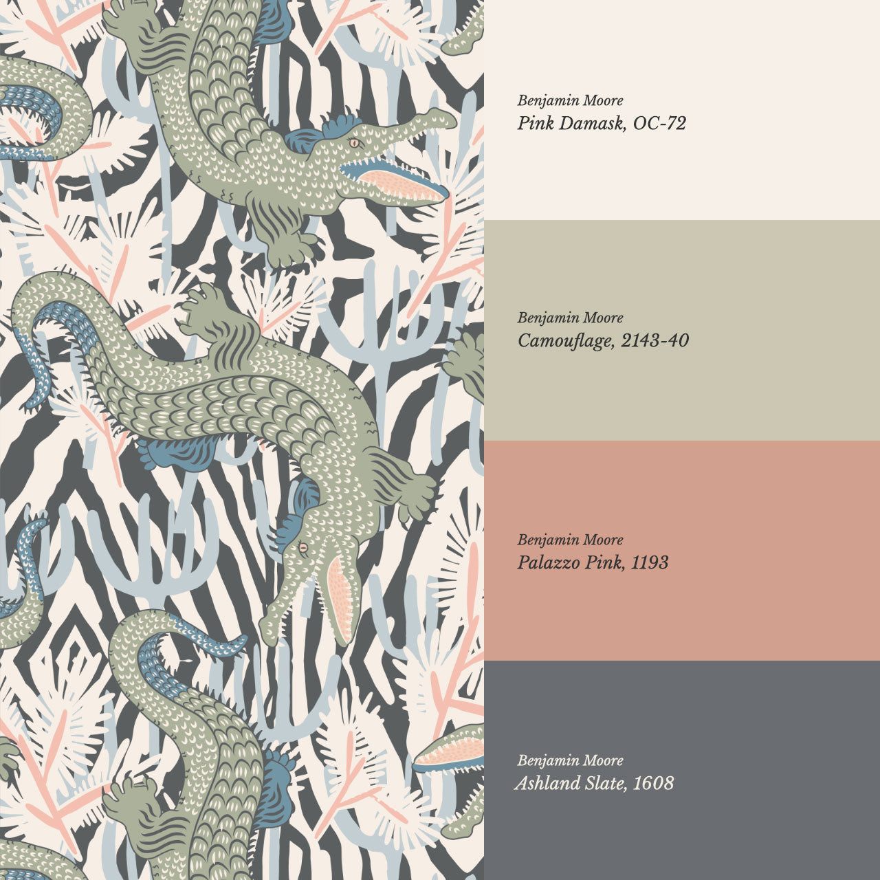 Tessa Bazaar Gator Slate Sage Wallpaper