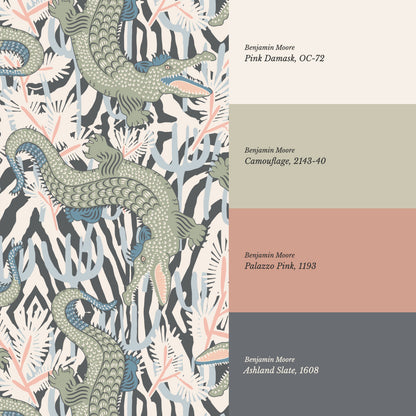 Tessa Bazaar Gator Slate Sage Wallpaper