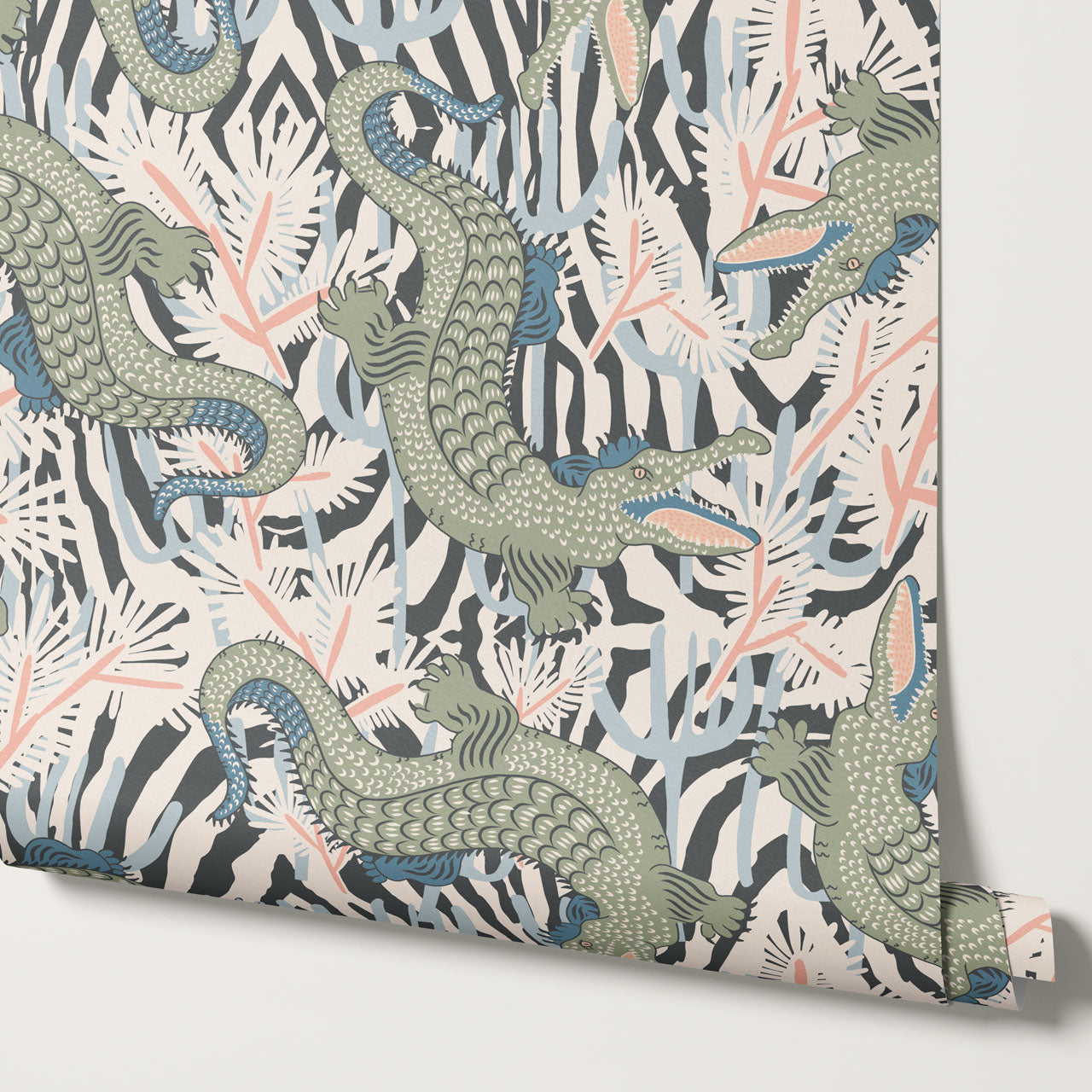 Tessa Bazaar Gator Slate Sage Wallpaper