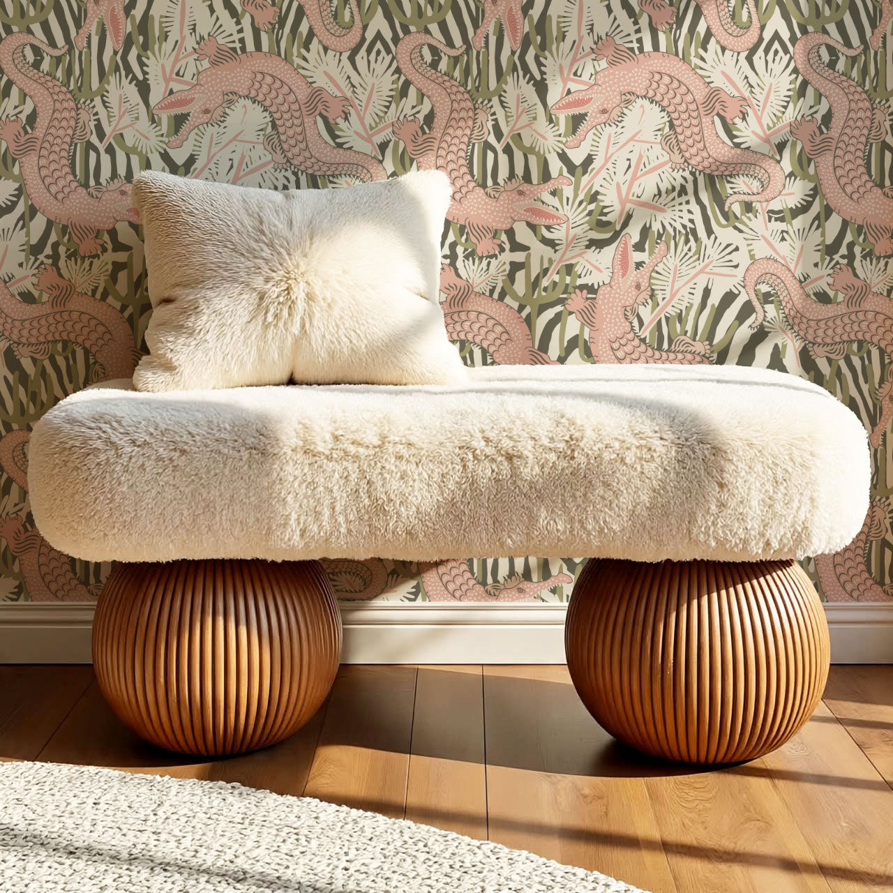 Tessa Bazaar Gator Pink Wallpaper