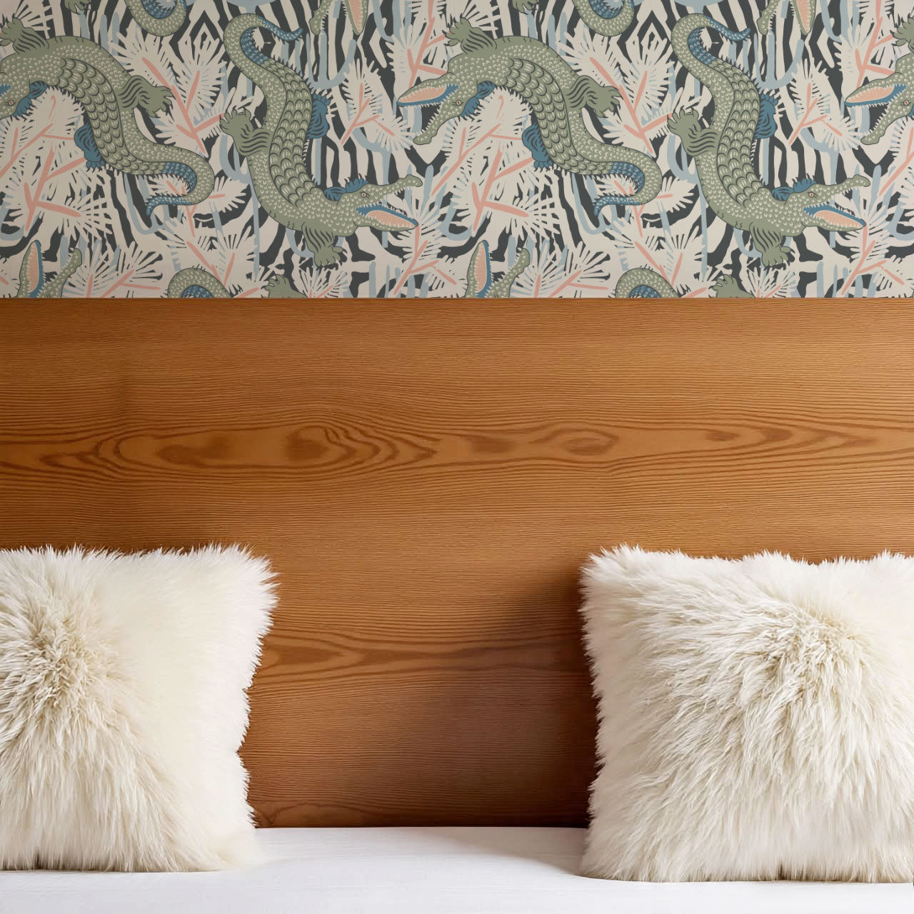 Tessa Bazaar Gator Slate Sage Wallpaper