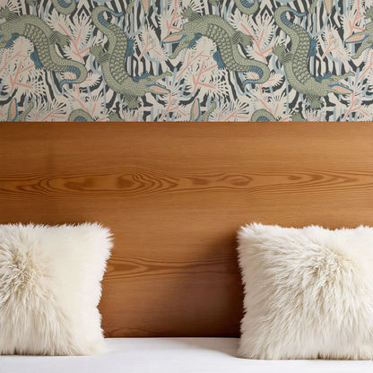 Tessa Bazaar Gator Slate Sage Wallpaper