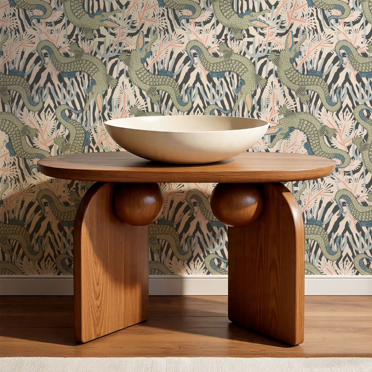 Tessa Bazaar Gator Slate Sage Wallpaper