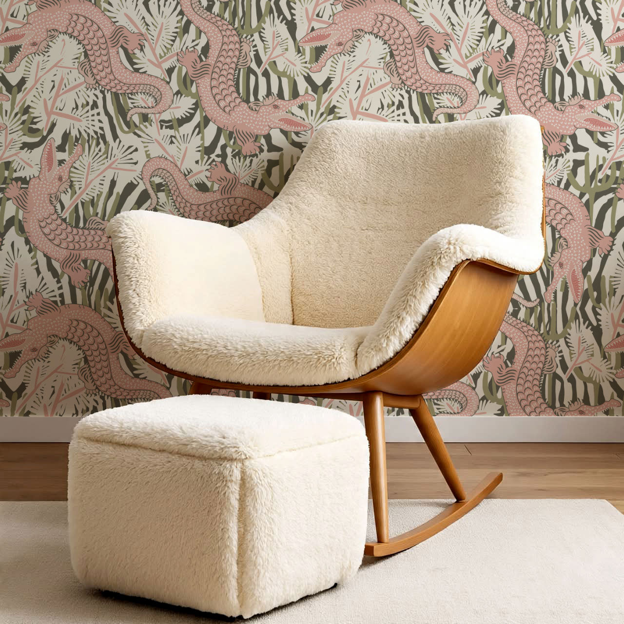 Tessa Bazaar Gator Pink Wallpaper