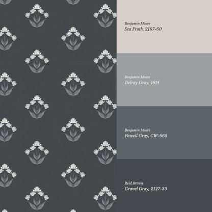 Thara Mirrored Bunch Slate Wallpaper