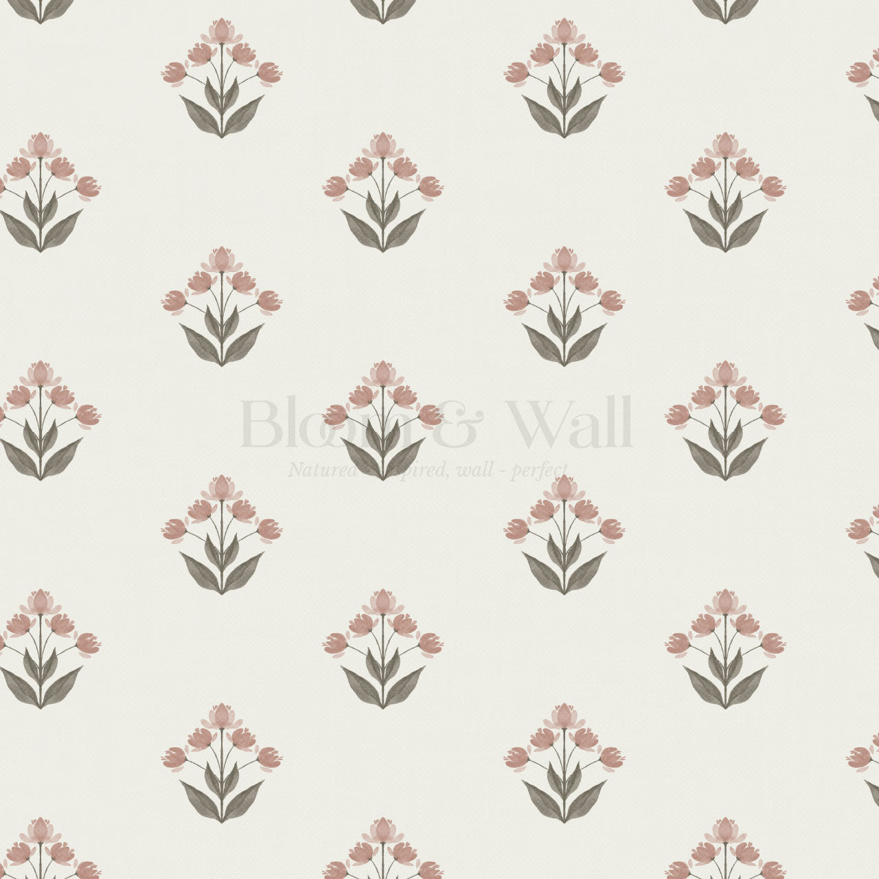 Thara Mirrored Bunch Blush Wallpaper