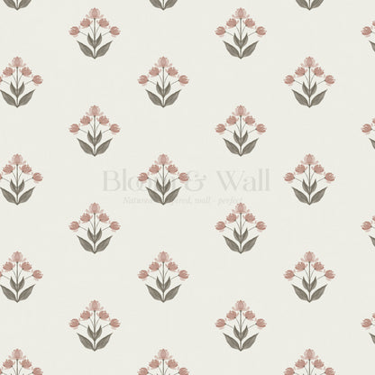 Thara Mirrored Bunch Blush Wallpaper