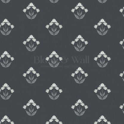 Thara Mirrored Bunch Slate Wallpaper