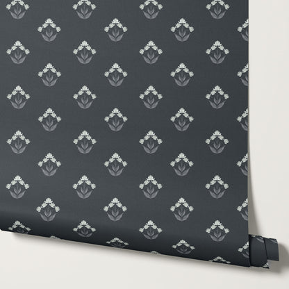 Thara Mirrored Bunch Slate Wallpaper