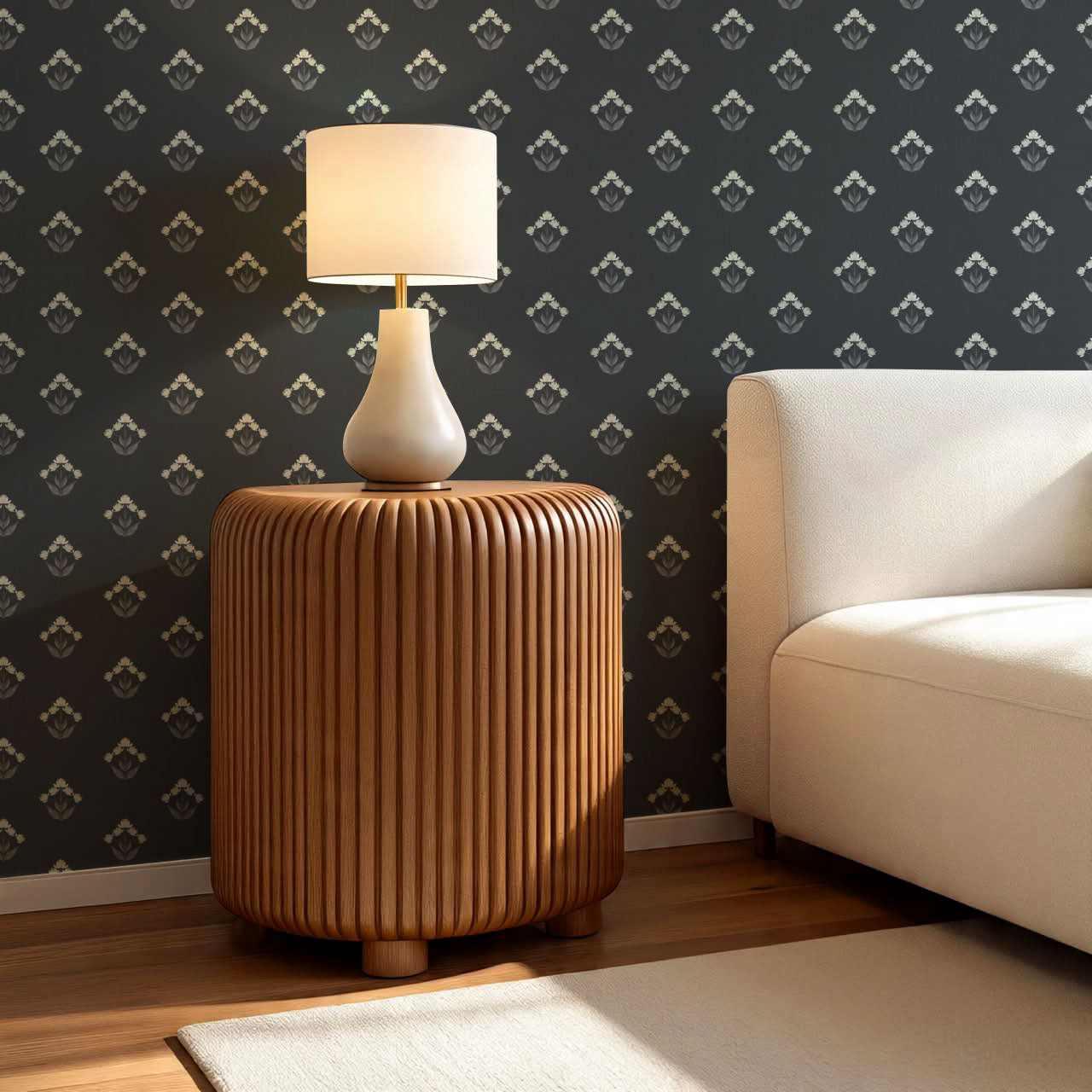 Thara Mirrored Bunch Slate Wallpaper