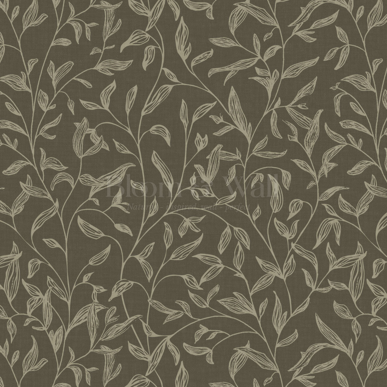 Thea Botanical Vines Deep Olive Wallpaper