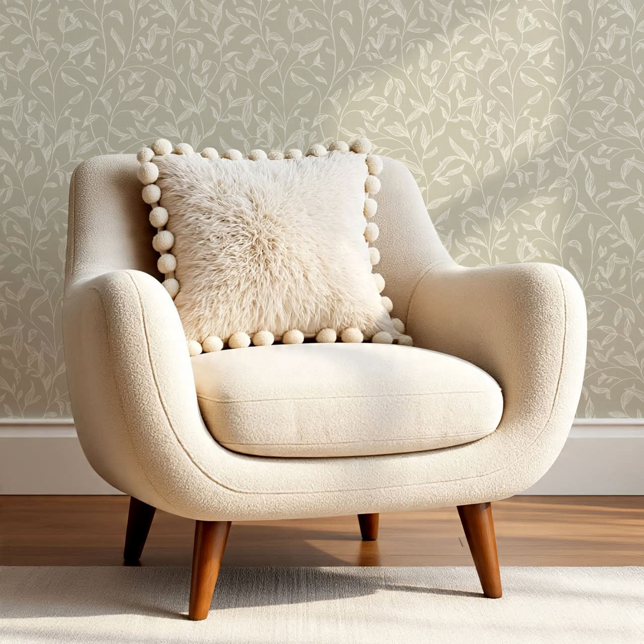 Thea Botanical Vines Neutral Wallpaper