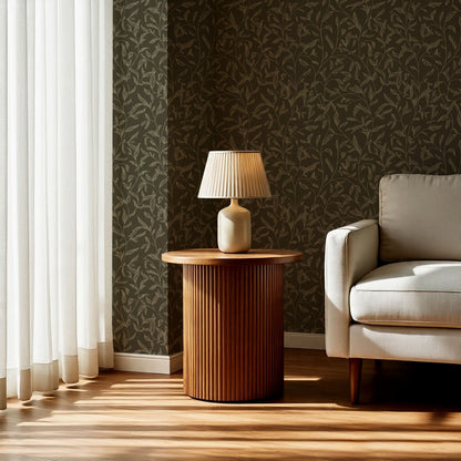 Thea Botanical Vines Deep Olive Wallpaper