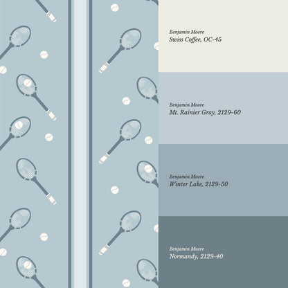 Theo Country Club Tennis Stripes Dusty Blue Wallpaper