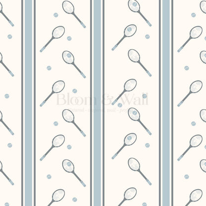 Theo Country Club Tennis Stripes Blue Wallpaper