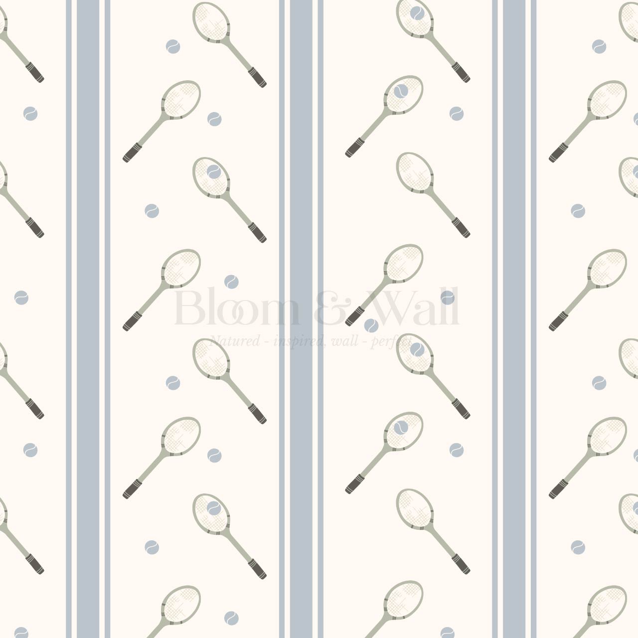 Theo Country Club Tennis Stripes Light Blue Green Wallpaper