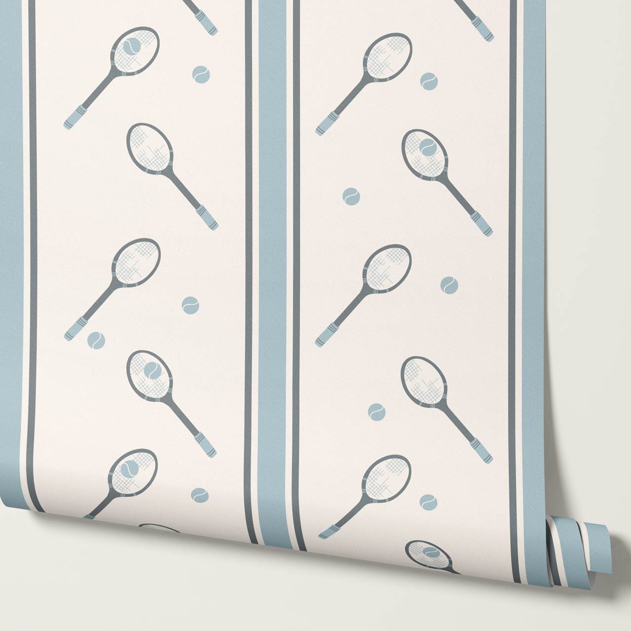 Theo Country Club Tennis Stripes Blue Wallpaper