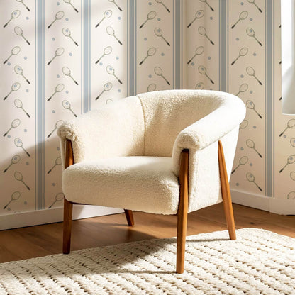 Theo Country Club Tennis Stripes Light Blue Green Wallpaper