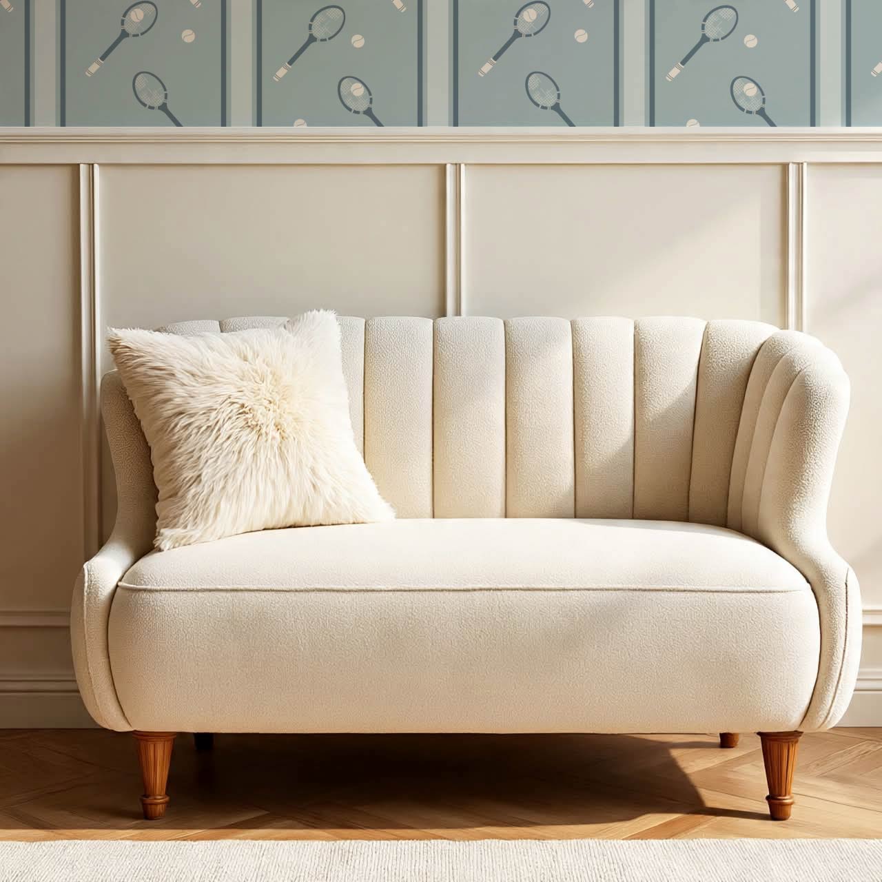 Theo Country Club Tennis Stripes Dusty Blue Wallpaper