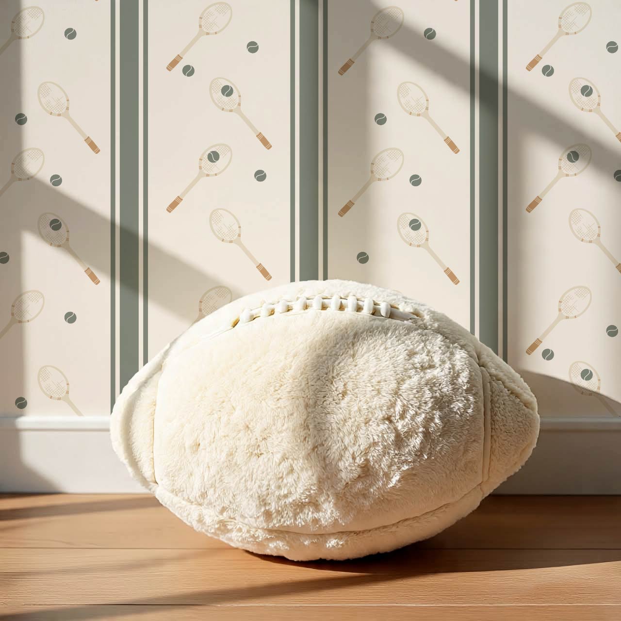 Theo Country Club Tennis Stripes Ochre Evergreen Wallpaper