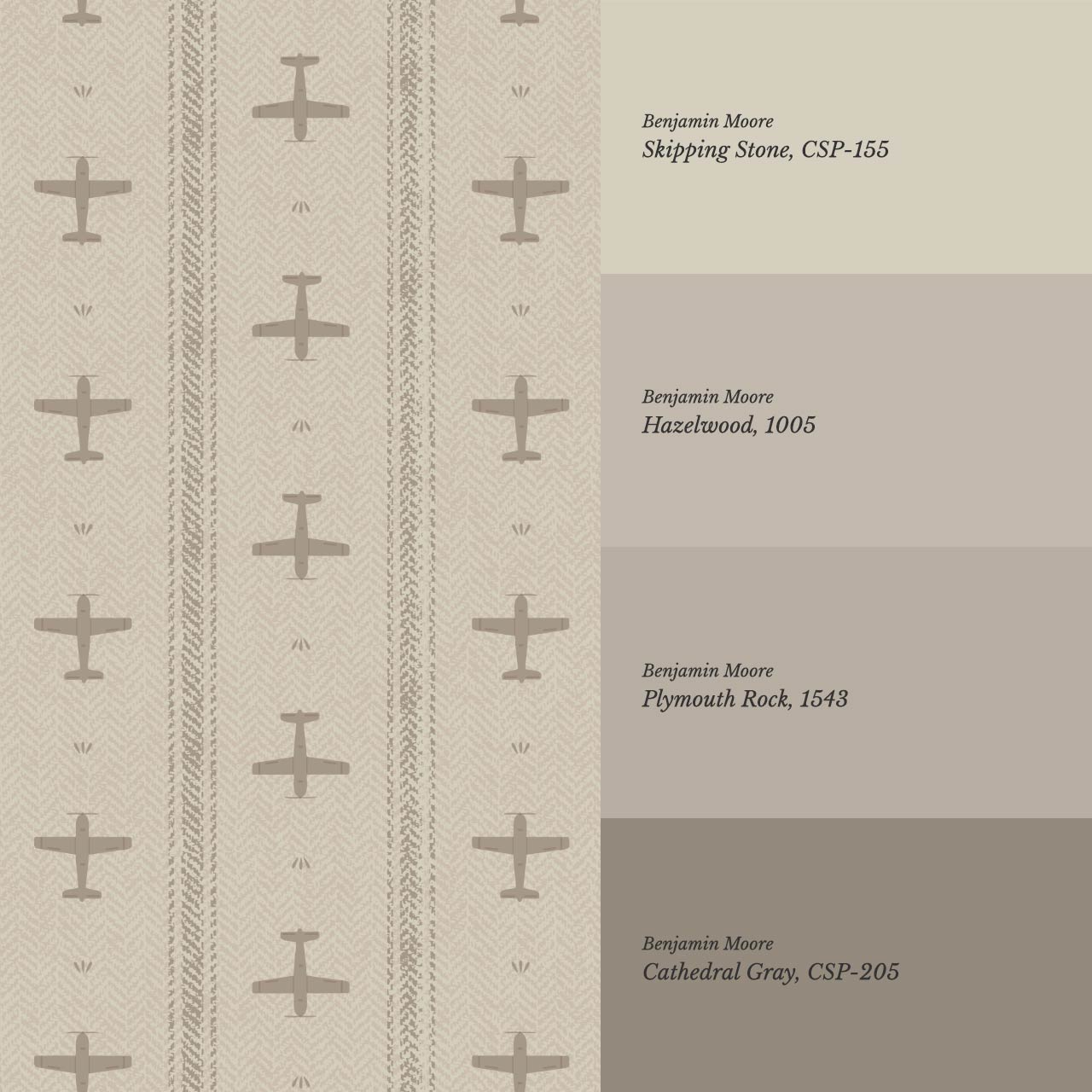 Theodore Vintage Planes Beige Wallpaper