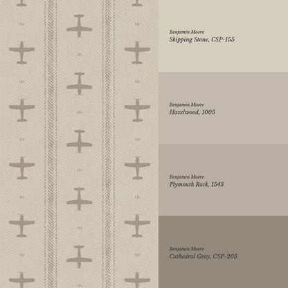 Theodore Vintage Planes Beige Wallpaper