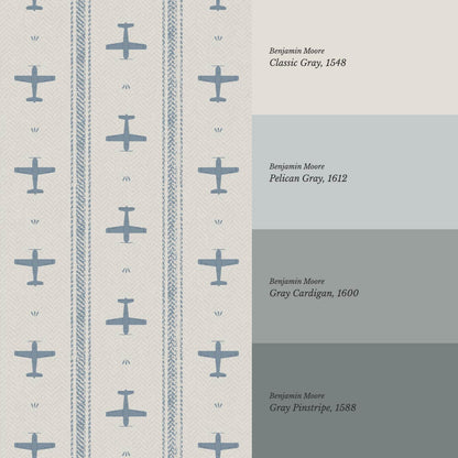Theodore Vintage Planes Slate Wallpaper
