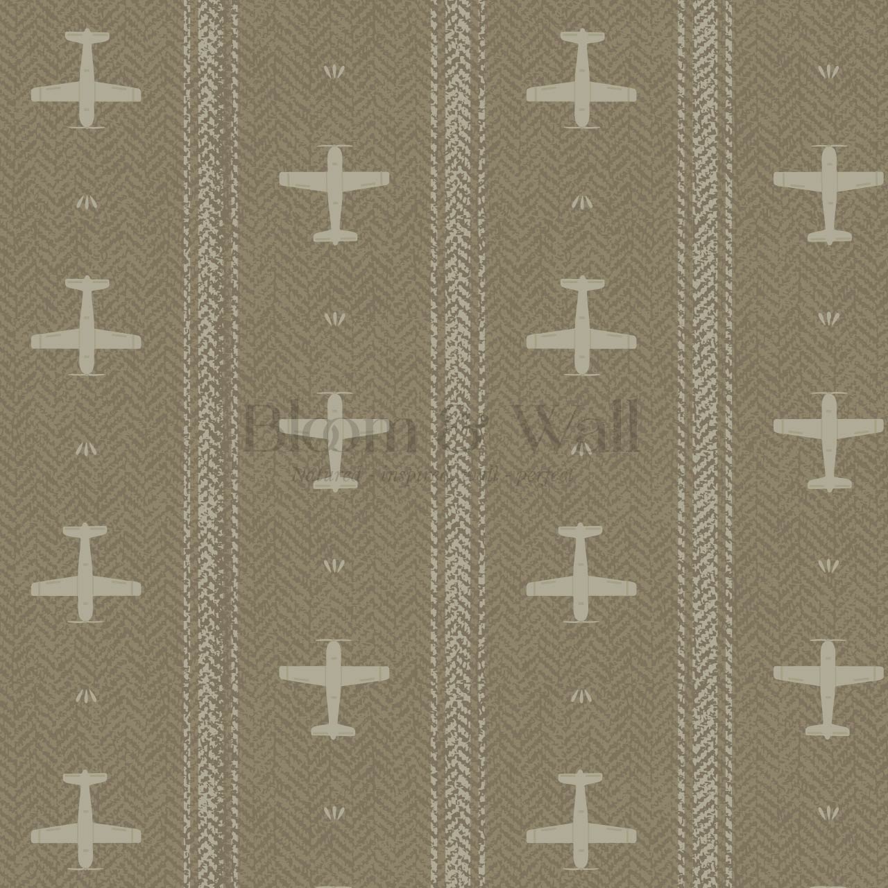 Theodore Vintage Planes Bayleaf Wallpaper