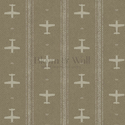 Theodore Vintage Planes Bayleaf Wallpaper