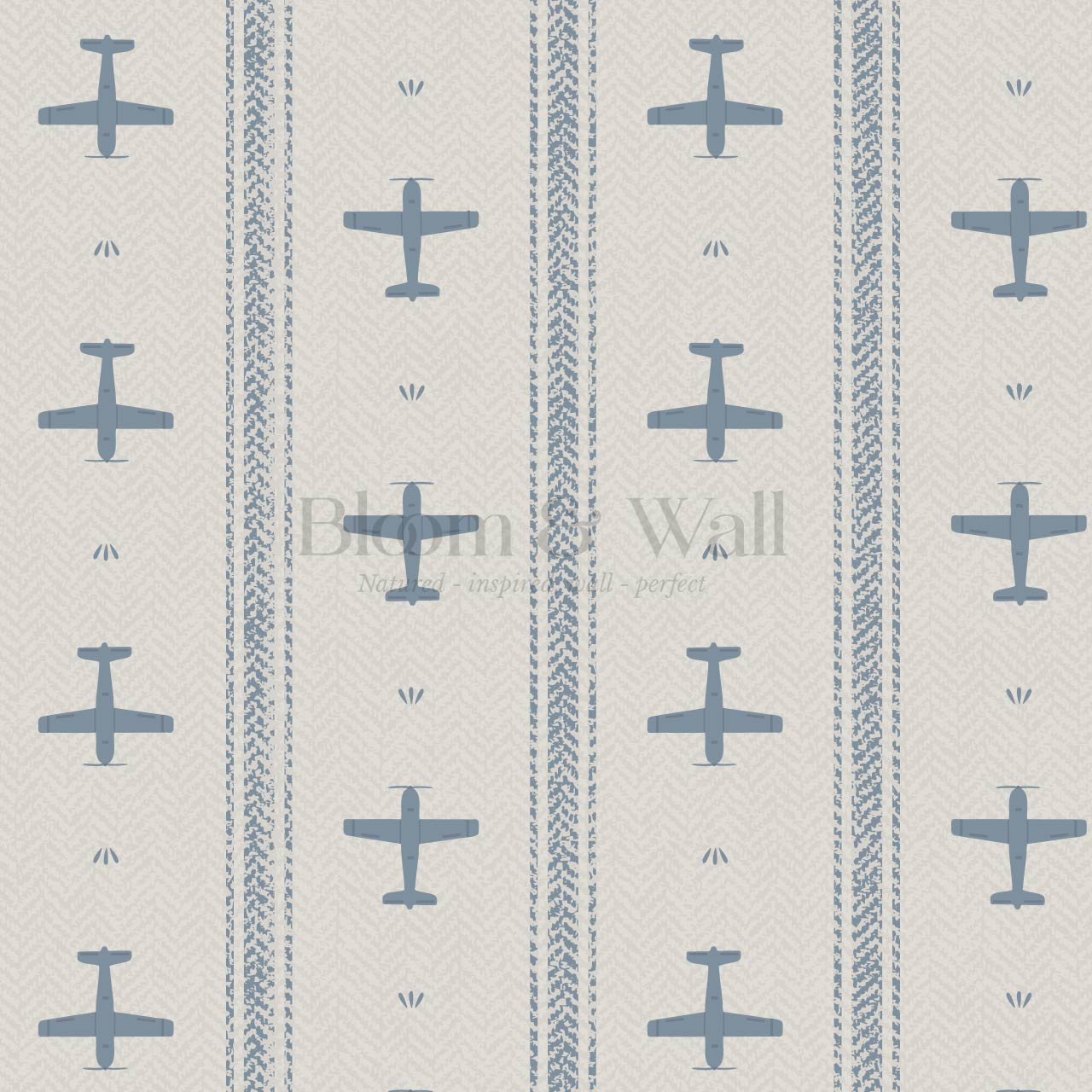 Theodore Vintage Planes Slate Wallpaper