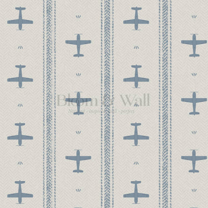 Theodore Vintage Planes Slate Wallpaper