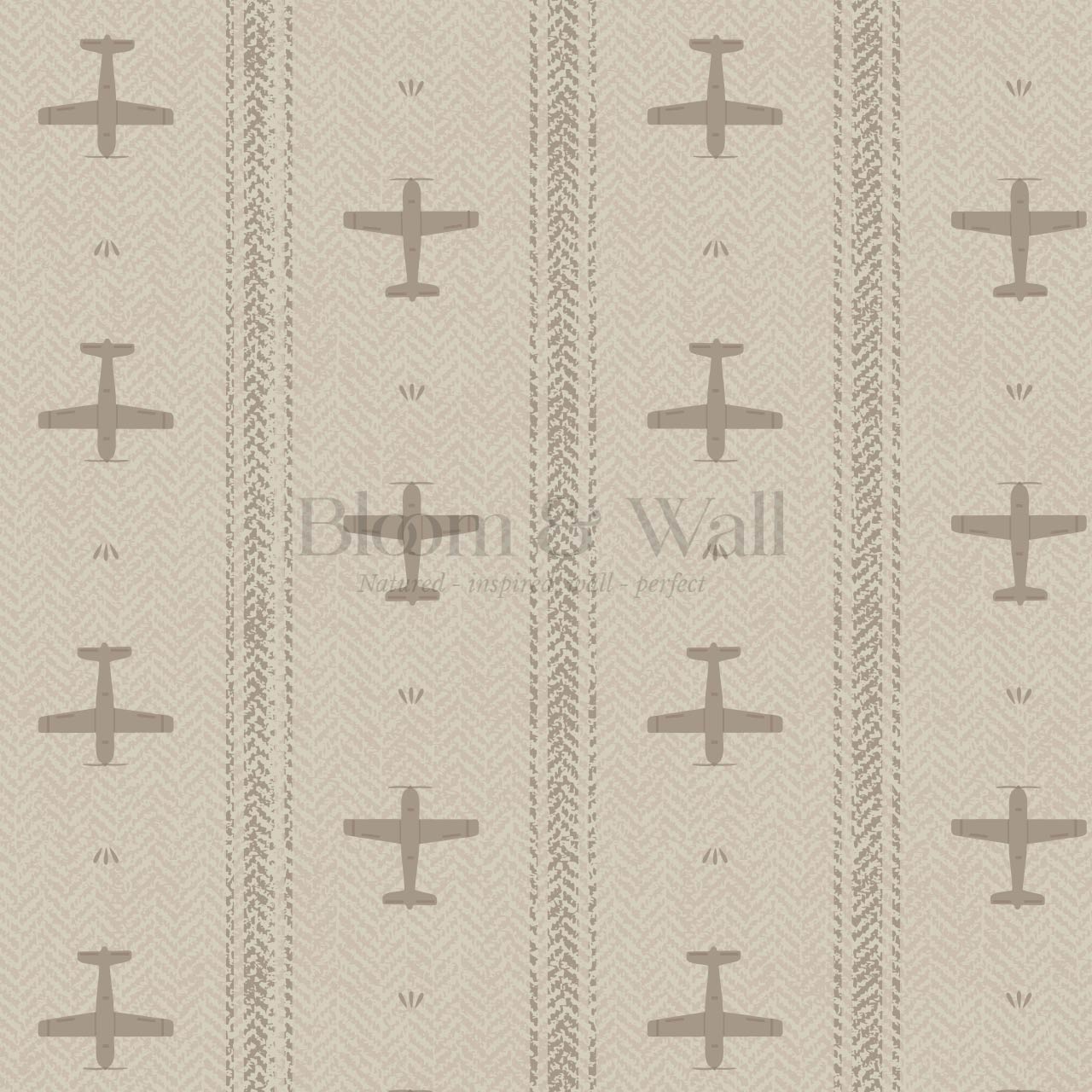 Theodore Vintage Planes Beige Wallpaper