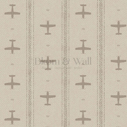 Theodore Vintage Planes Beige Wallpaper
