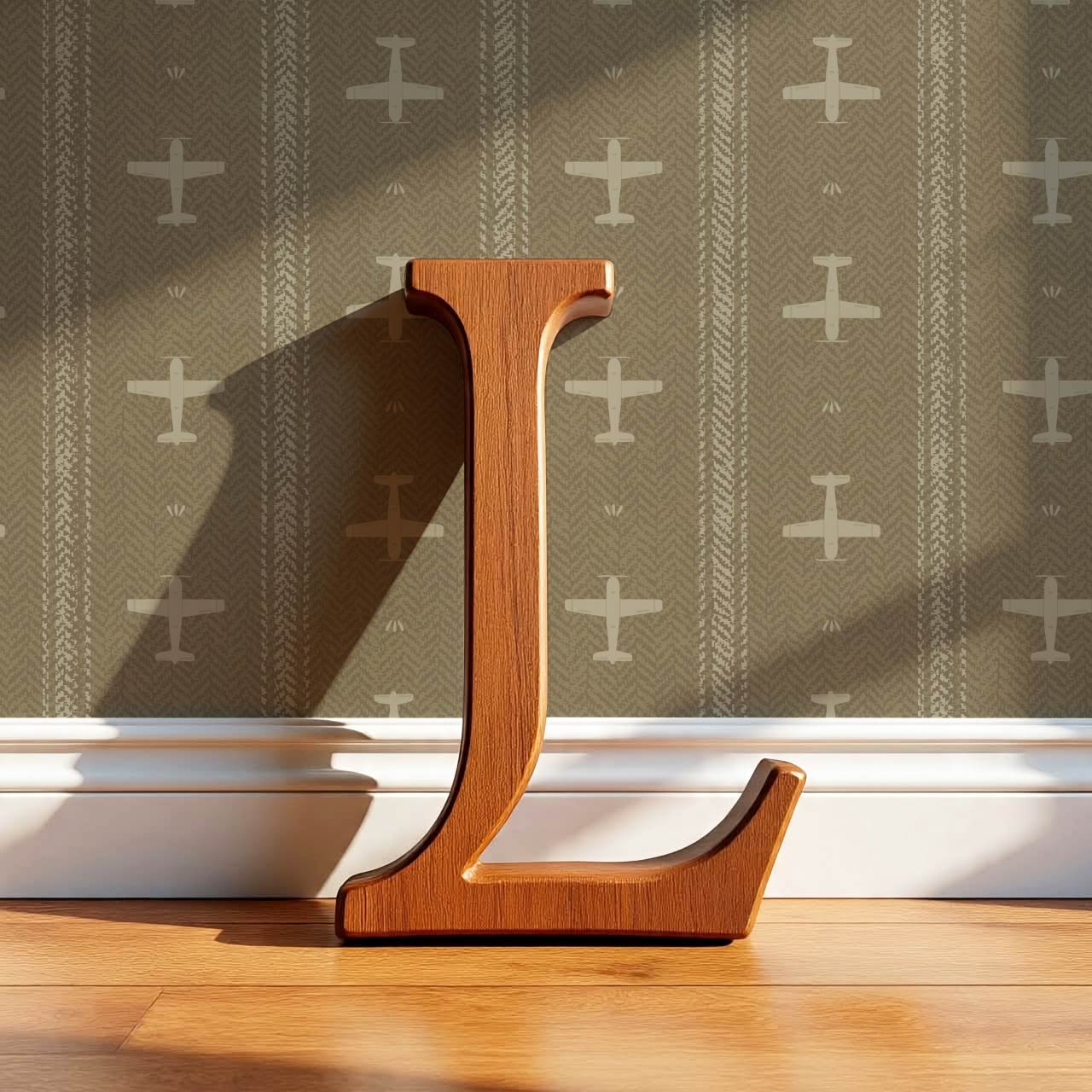 Theodore Vintage Planes Bayleaf Wallpaper