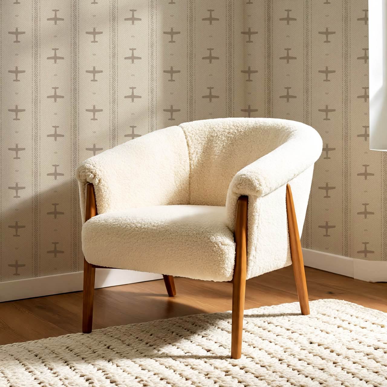 Theodore Vintage Planes Beige Wallpaper