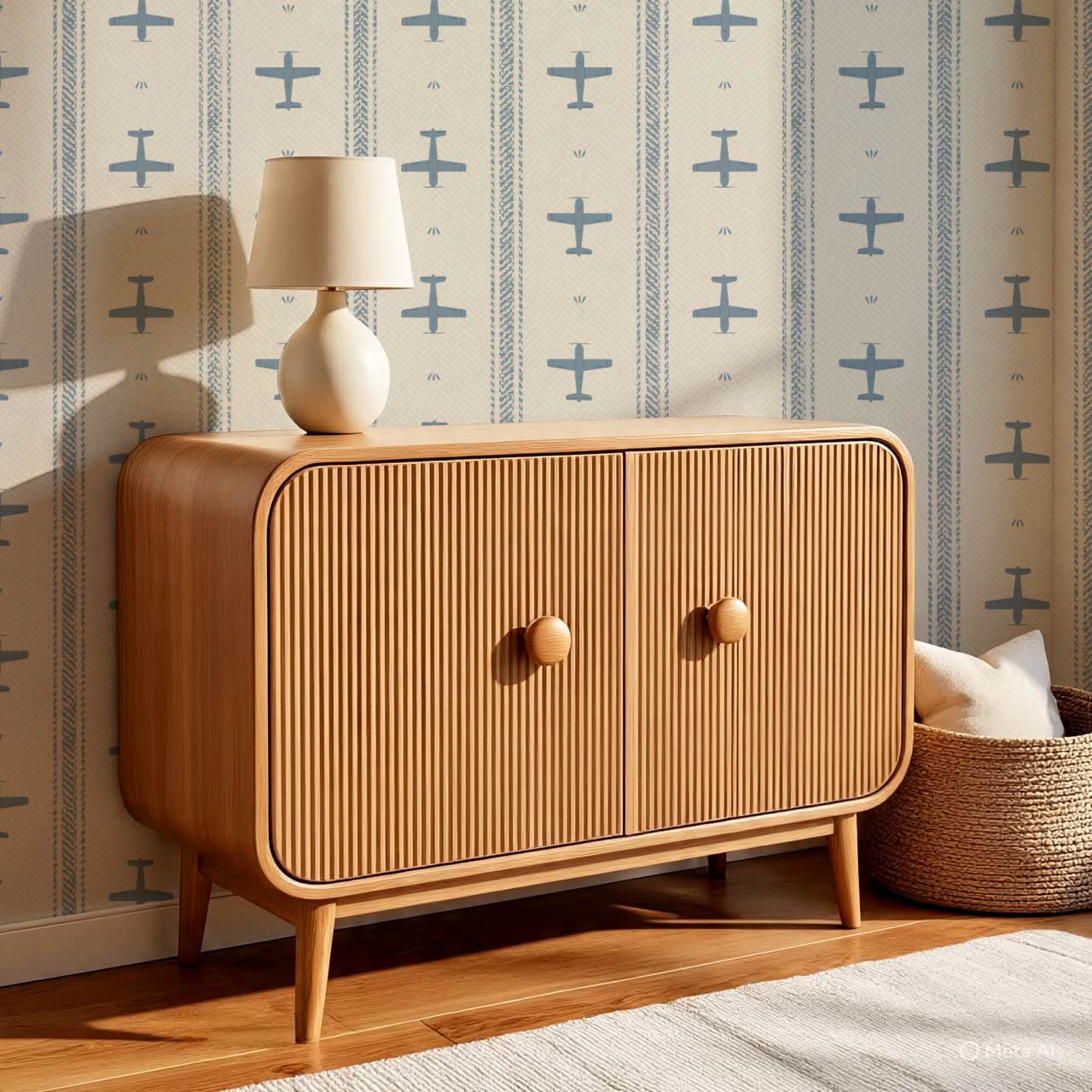 Theodore Vintage Planes Slate Wallpaper