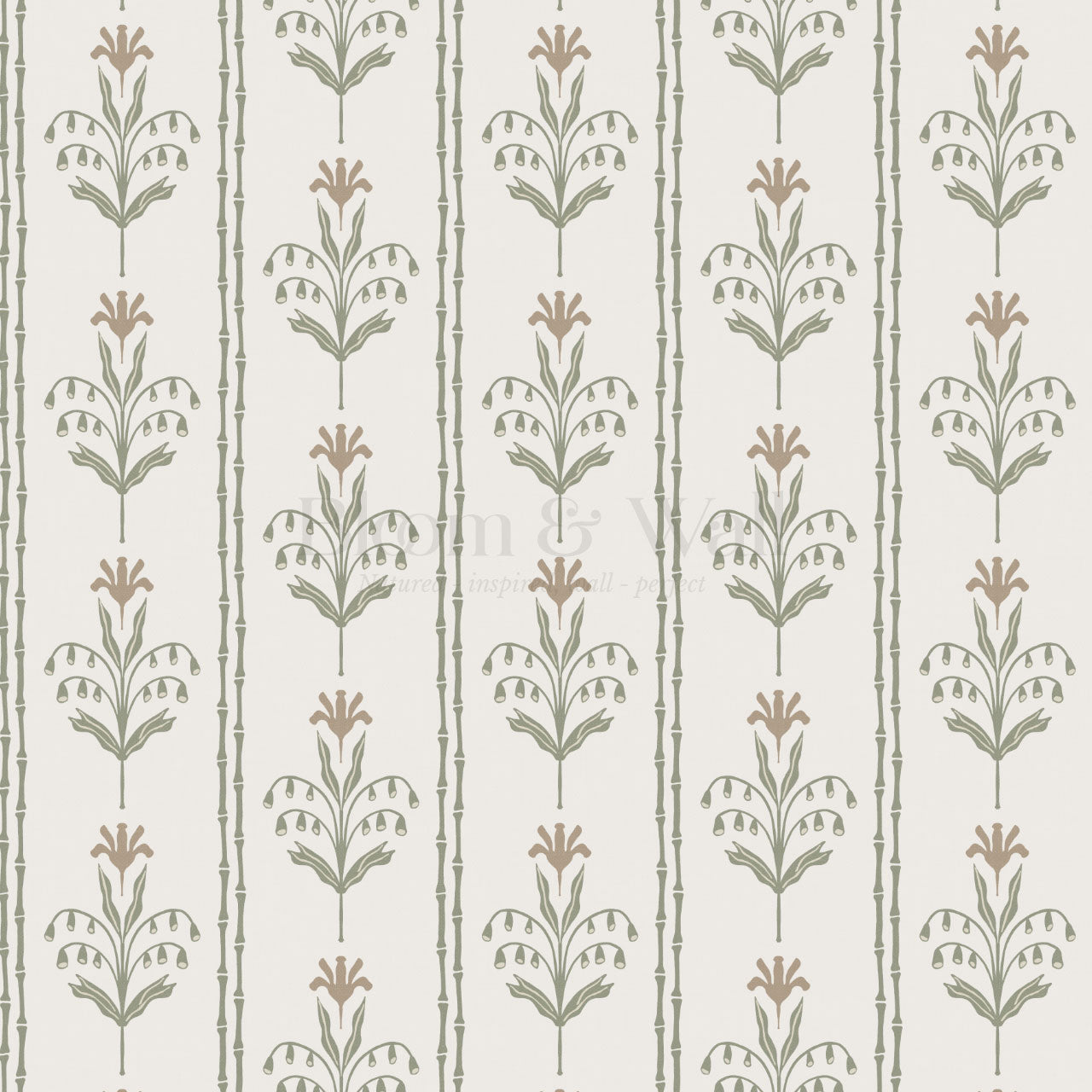 Theresa Large Floral Stripes Beige Wallpaper