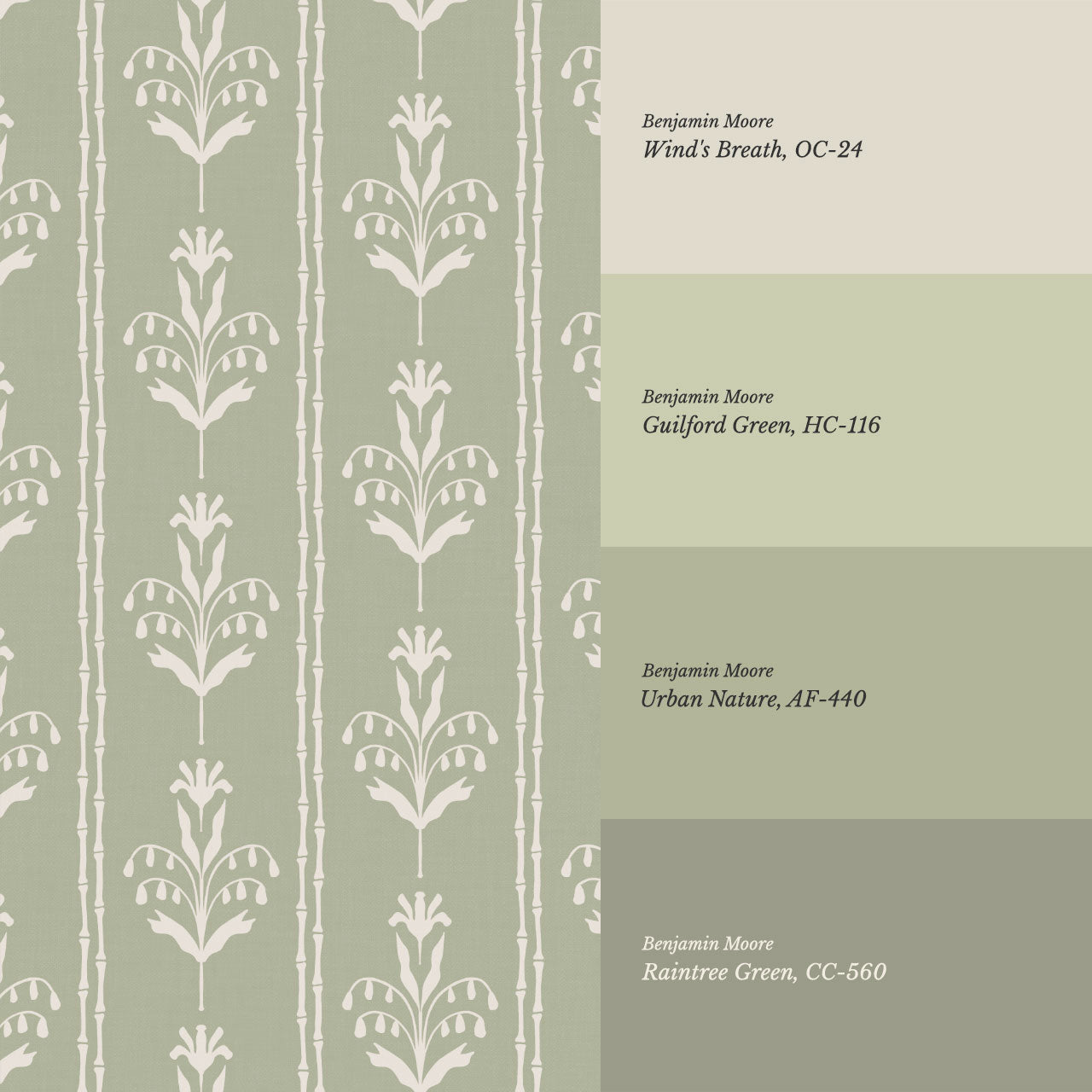 Theresa Large Floral Stripes Sage Wallpaper