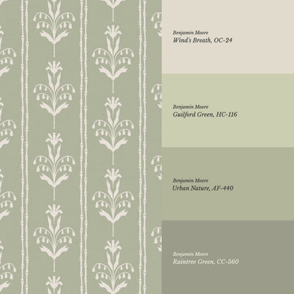 Theresa Large Floral Stripes Sage Wallpaper