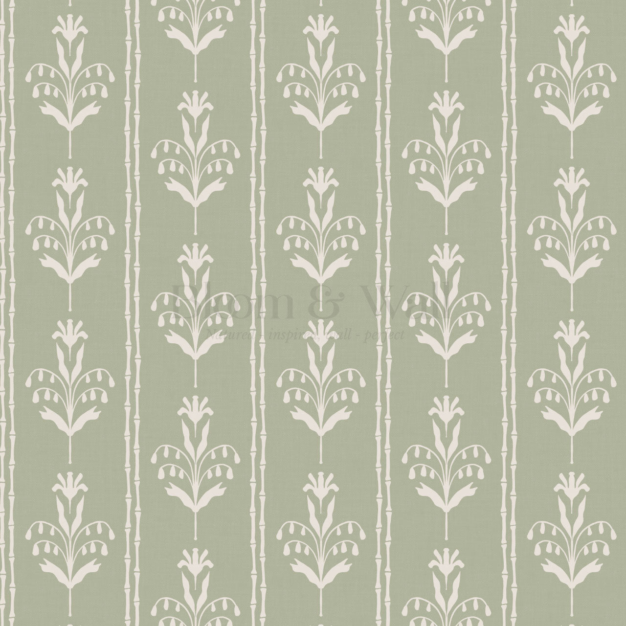 Theresa Large Floral Stripes Sage Wallpaper