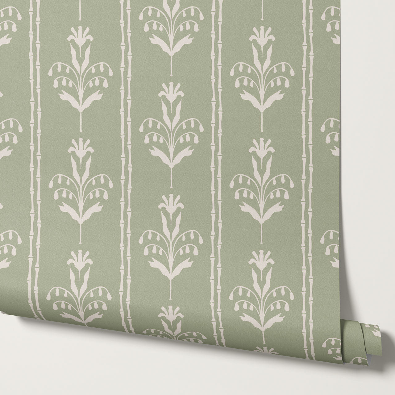 Theresa Large Floral Stripes Sage Wallpaper